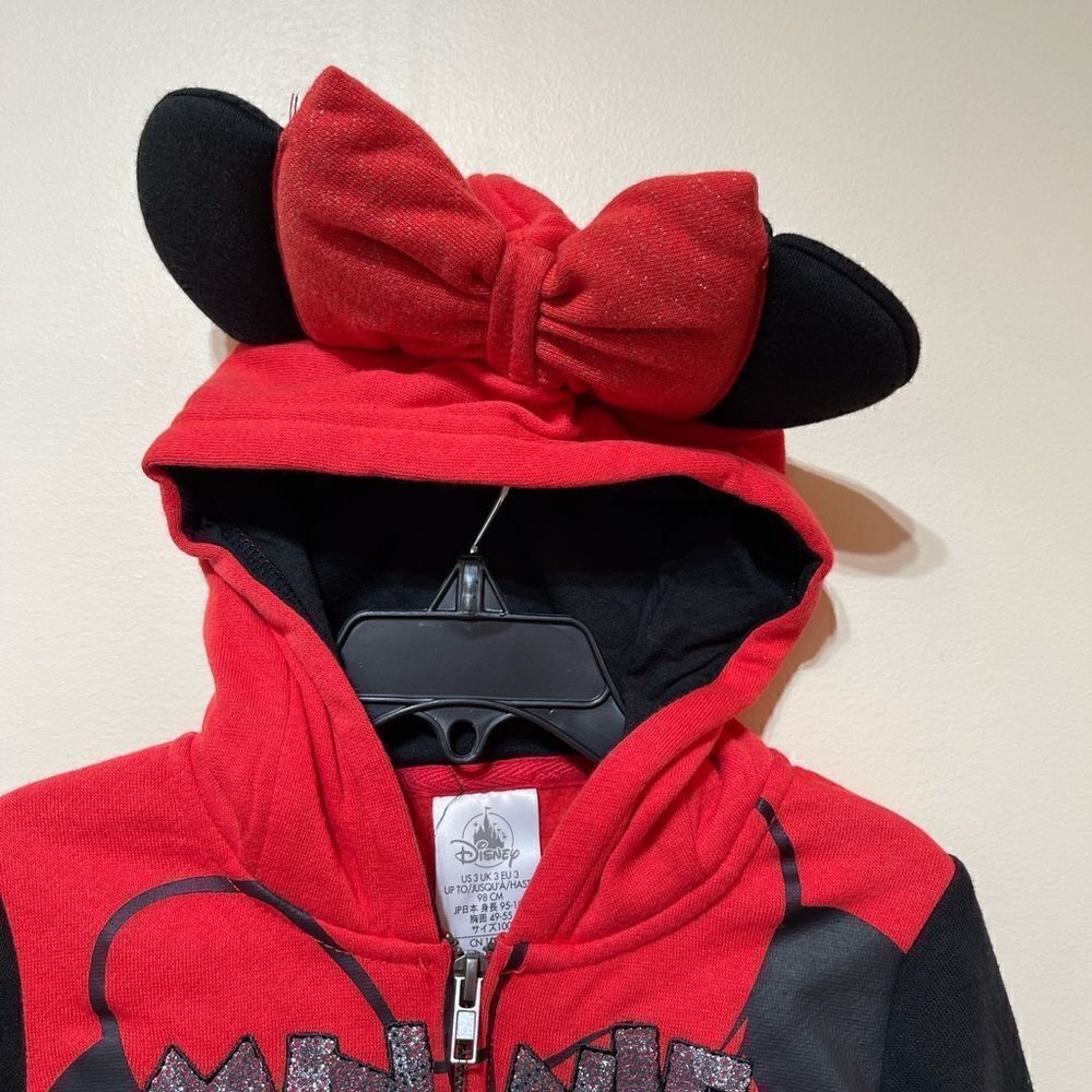 Disney Minnie Mouse Sweatshirt Jacket with Ears Hoodie Girls Size 3 NWT - Picture 3 of 8